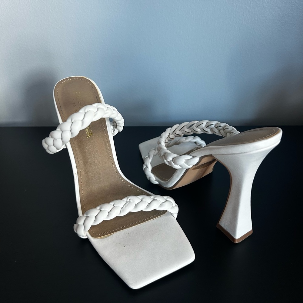 Fashion Nova White Braided Heels